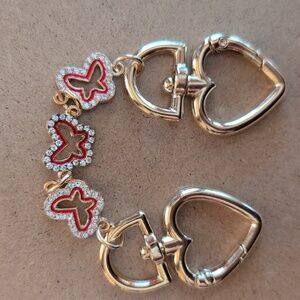 Heart & Butterfly Charm Purse Extender with Red Accents